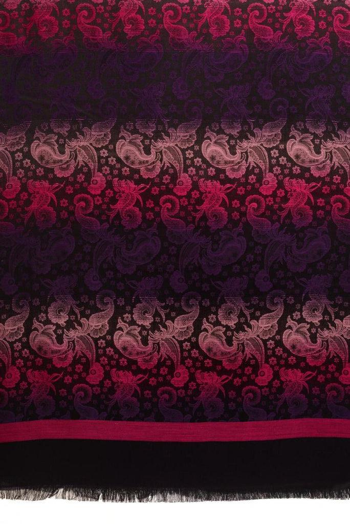 Liss Kiss Gradient Flowers On Magenta & Black Unisex Pashmina - Scarf