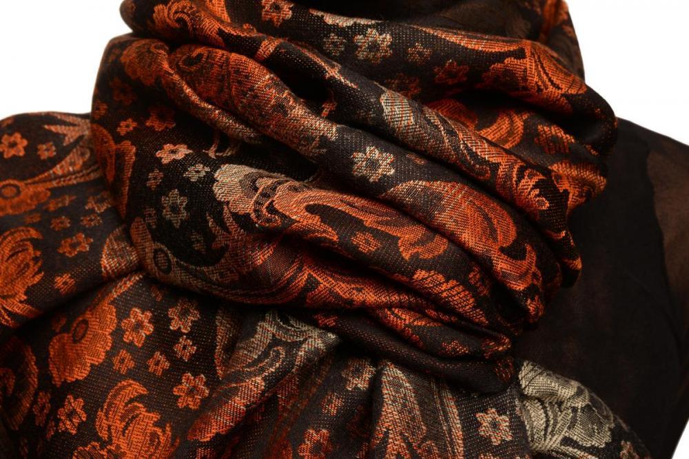 Liss Kiss Gradient Flowers On Orange & Black Unisex Pashmina - Scarf