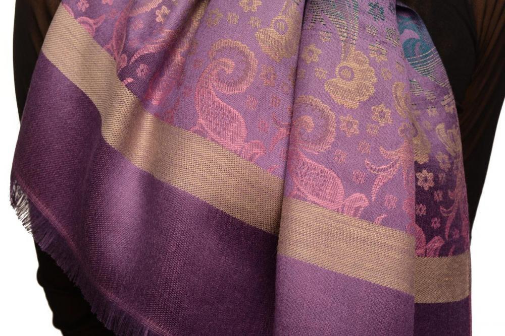 Liss Kiss Gradient Flowers On Purple Unisex Pashmina - Scarf