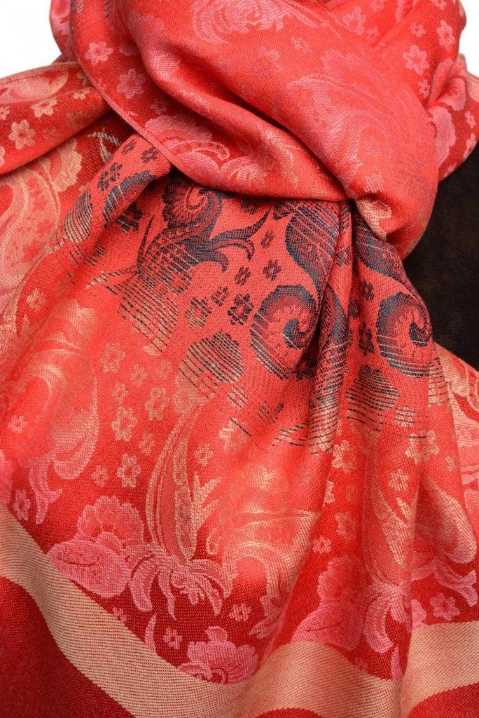 Liss Kiss Gradient Flowers On Red Unisex Pashmina - Scarf