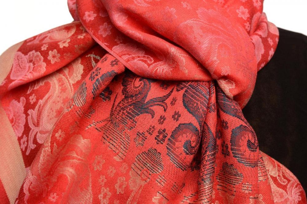 Liss Kiss Gradient Flowers On Red Unisex Pashmina - Scarf