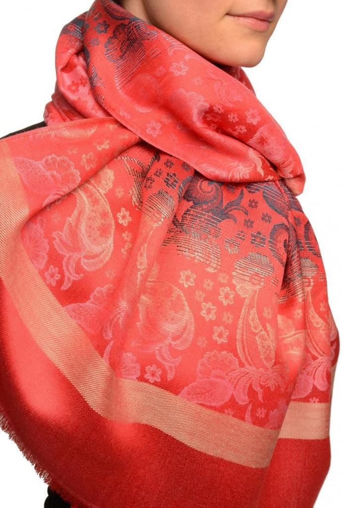 Liss Kiss Gradient Flowers On Red Unisex Pashmina - Scarf