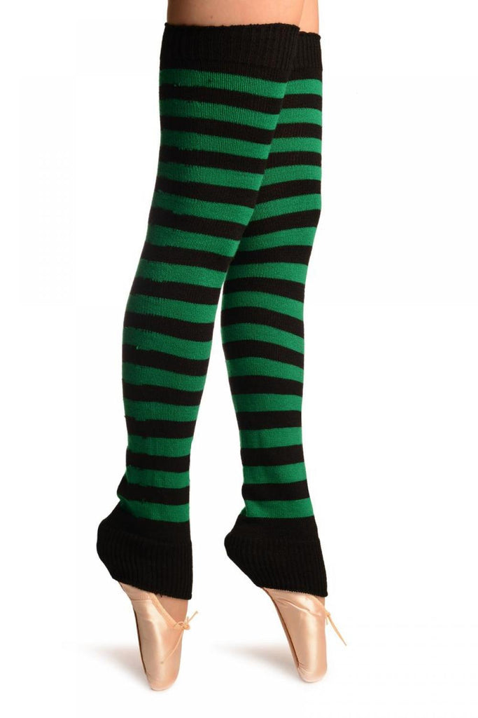 Liss Kiss Green & Black Stripes Dance/Ballet Leg Warmers - Leg Warmers