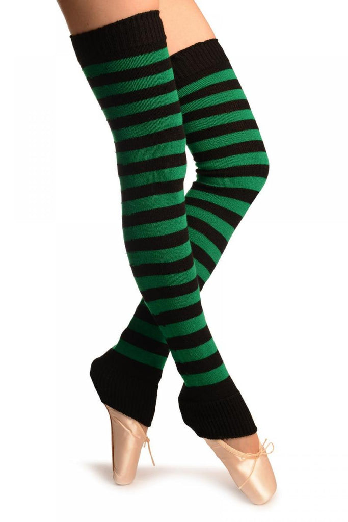 liss kiss Green & Black Stripes Dance/Ballet Leg Warmers - Leg Warmers