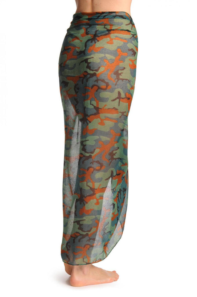Liss Kiss Green Dark Green & Brown Camouflage Unisex Scarf & Beach Sarong - Scarf