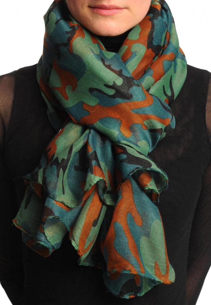 liss kiss Green Dark Green & Brown Camouflage Unisex Scarf & Beach Sarong - Scarf