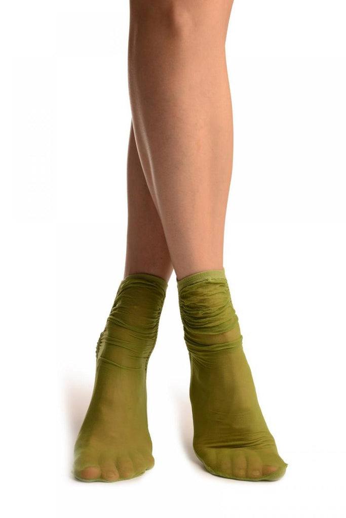 liss kiss Green Sheer & Opaque Sides Ankle High Socks - Socks