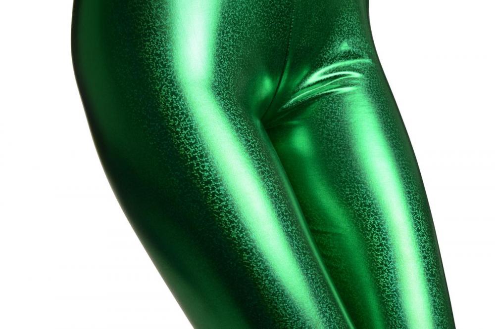 Liss Kiss Green Shiny Gloss Sparkles Leggings - Leggings