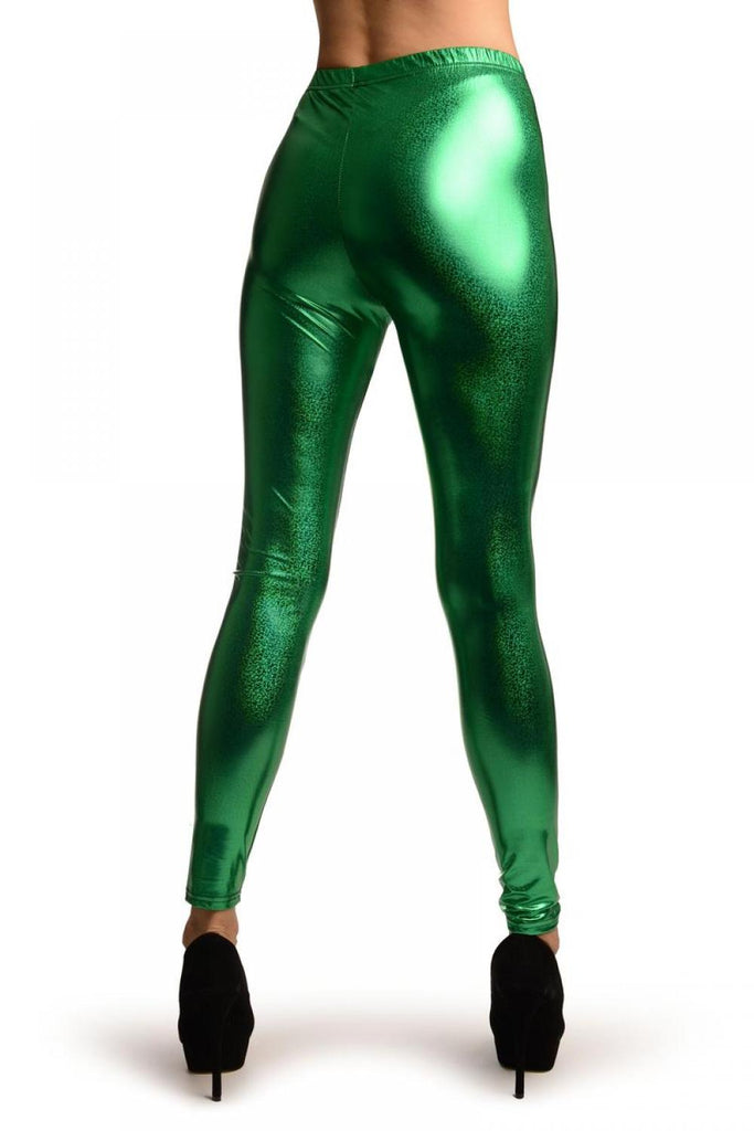 Liss Kiss Green Shiny Gloss Sparkles Leggings - Leggings