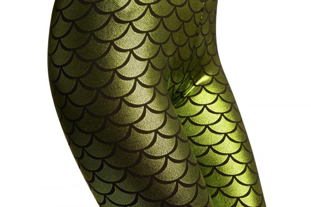 Liss Kiss Green Shiny Mermaid Scales Leggings - Leggings