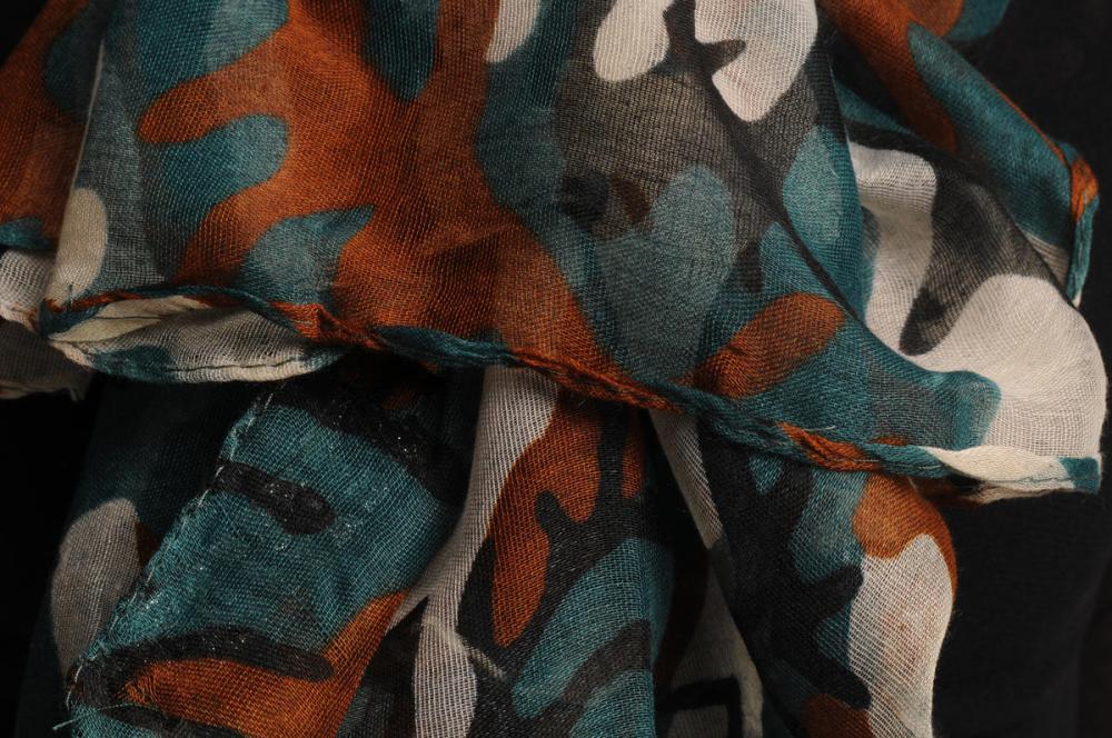Liss Kiss Green White & Brown Camouflage Unisex Scarf & Beach Sarong - Scarf
