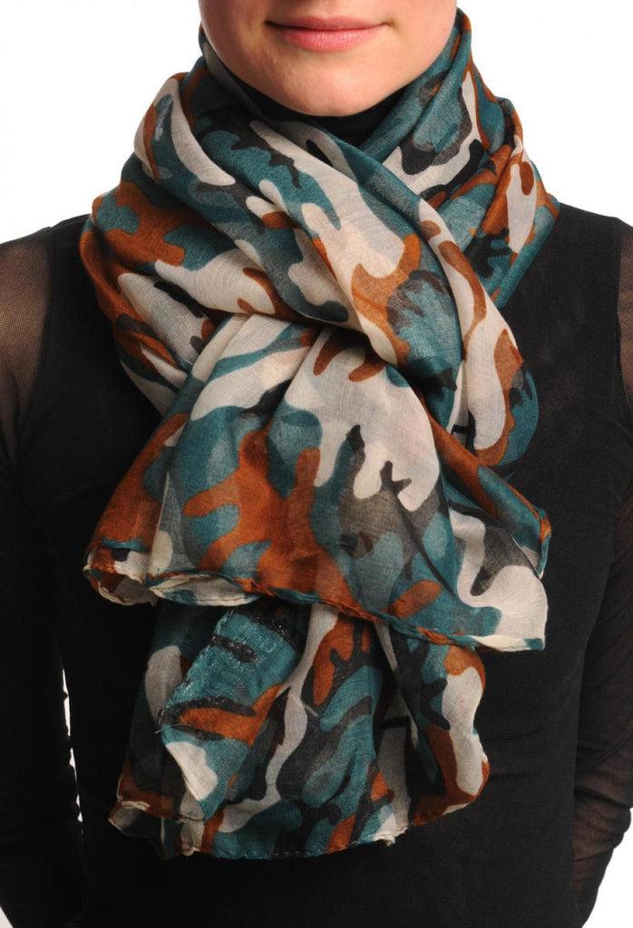 liss kiss Green White & Brown Camouflage Unisex Scarf & Beach Sarong - Scarf