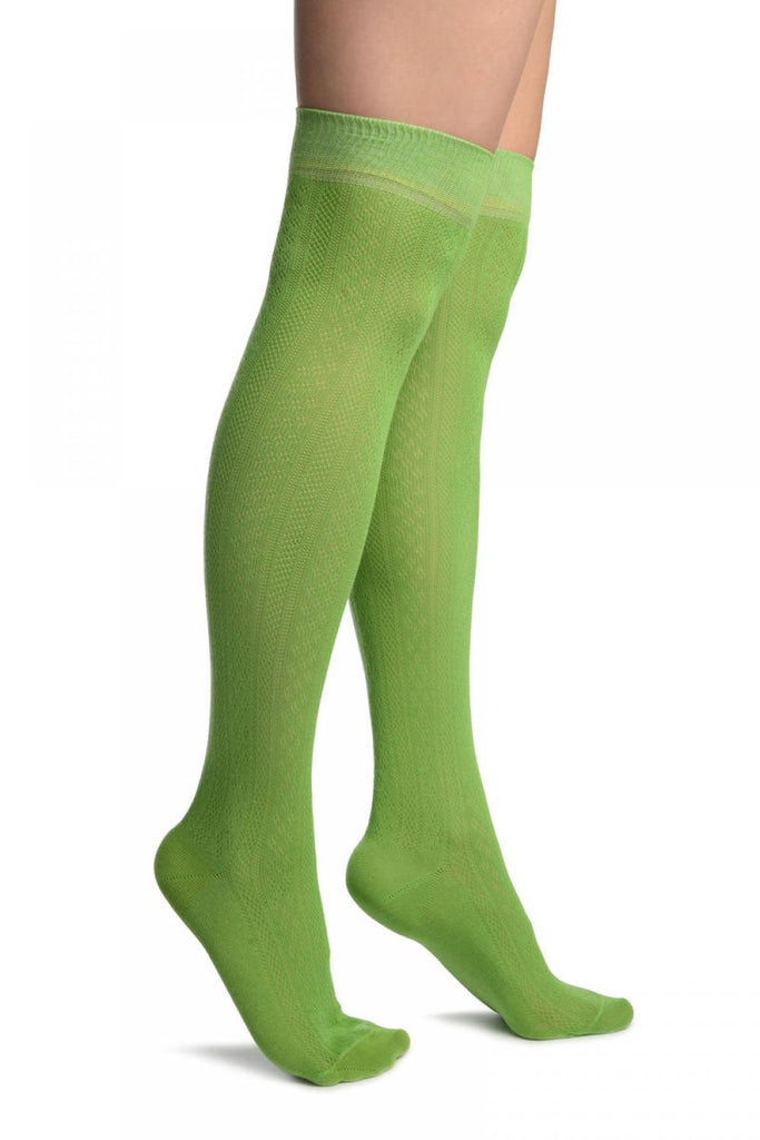 liss kiss Green With Crocheted Stripes Knee High Socks - Socks