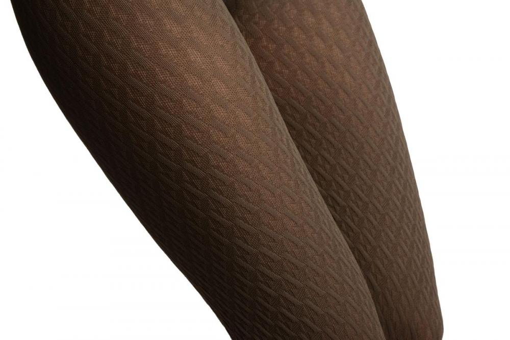 Liss Kiss Grey 3D Woven Rhombi All The Way Up Warm Tights - Tights