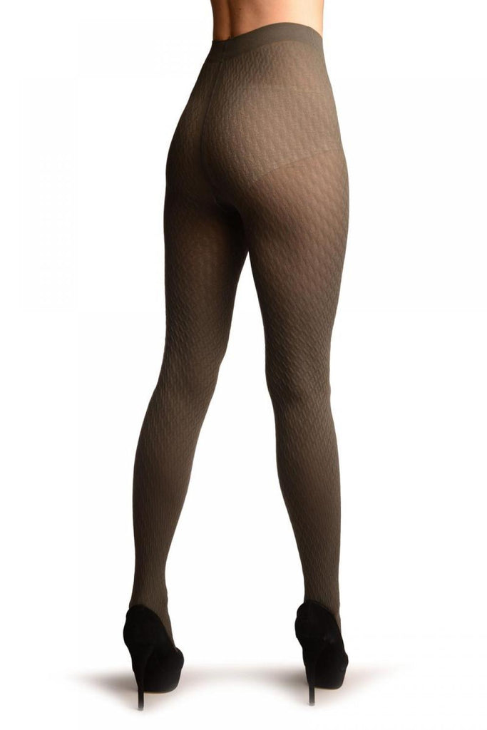 Liss Kiss Grey 3D Woven Rhombi All The Way Up Warm Tights - Tights
