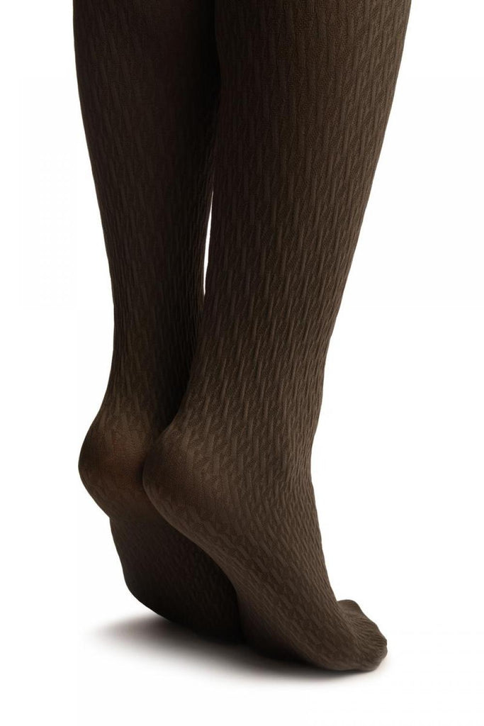 Liss Kiss Grey 3D Woven Rhombi All The Way Up Warm Tights - Tights