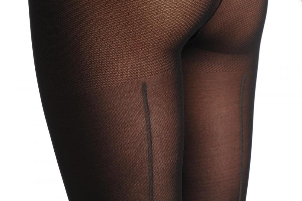 Liss Kiss Grey Back Seam With Vintage Element On Black 40 Den - Tights
