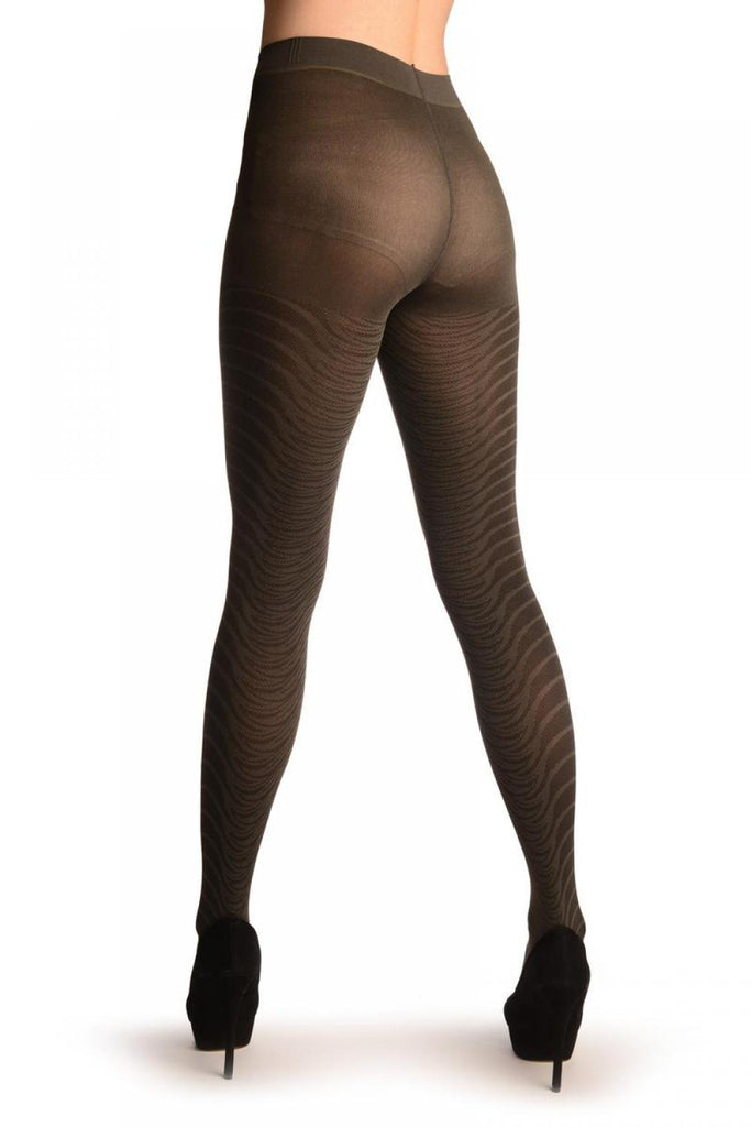 Liss Kiss Grey & Black Symmetrical Woven Waves - Tights