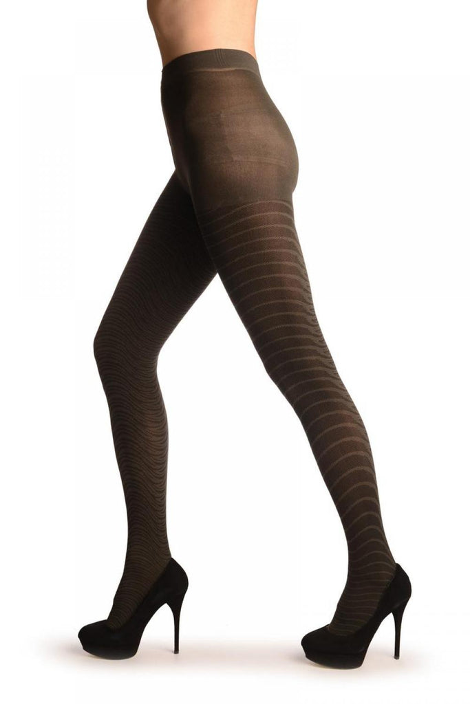Liss Kiss Grey & Black Symmetrical Woven Waves - Tights