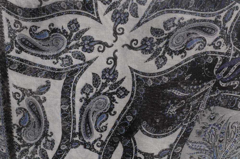 Liss Kiss Grey & Black Turkish Flowers On Grey Scarf - Snood