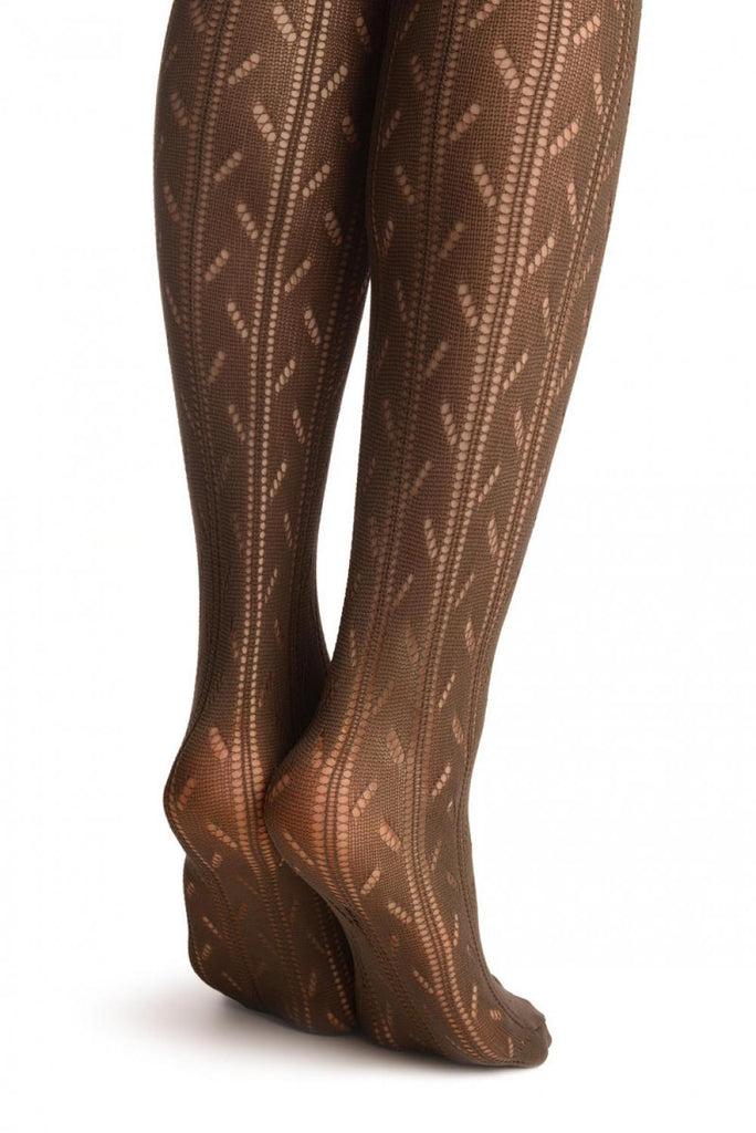 Liss Kiss Grey Branches Crochet Lace With Elasticated Top - Hold Ups