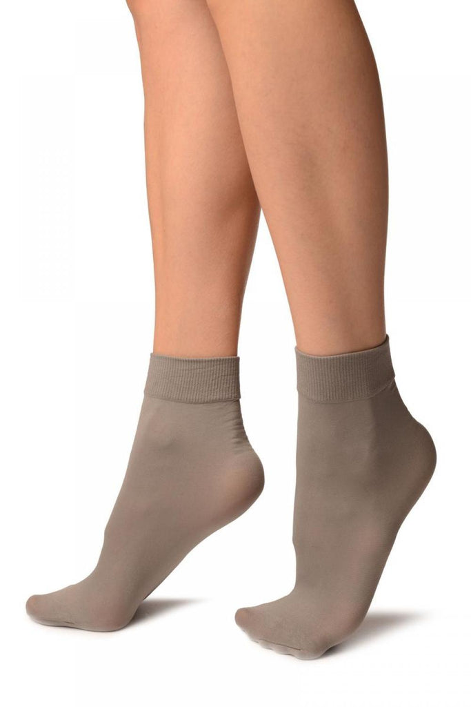 Liss Kiss Grey Comfort Top Strong Ankle High Socks - Socks
