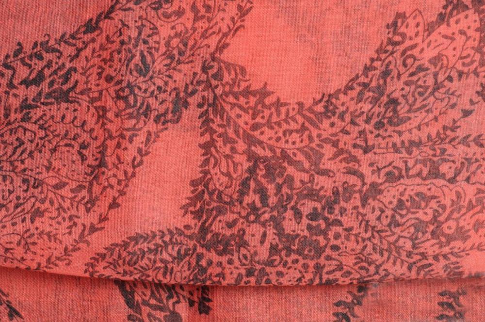 Liss Kiss Grey Fern Leaves On Chestnut Pink Unisex Scarf & Beach Sarong - Scarf