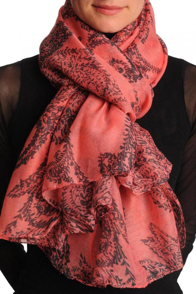 liss kiss Grey Fern Leaves On Chestnut Pink Unisex Scarf & Beach Sarong - Scarf
