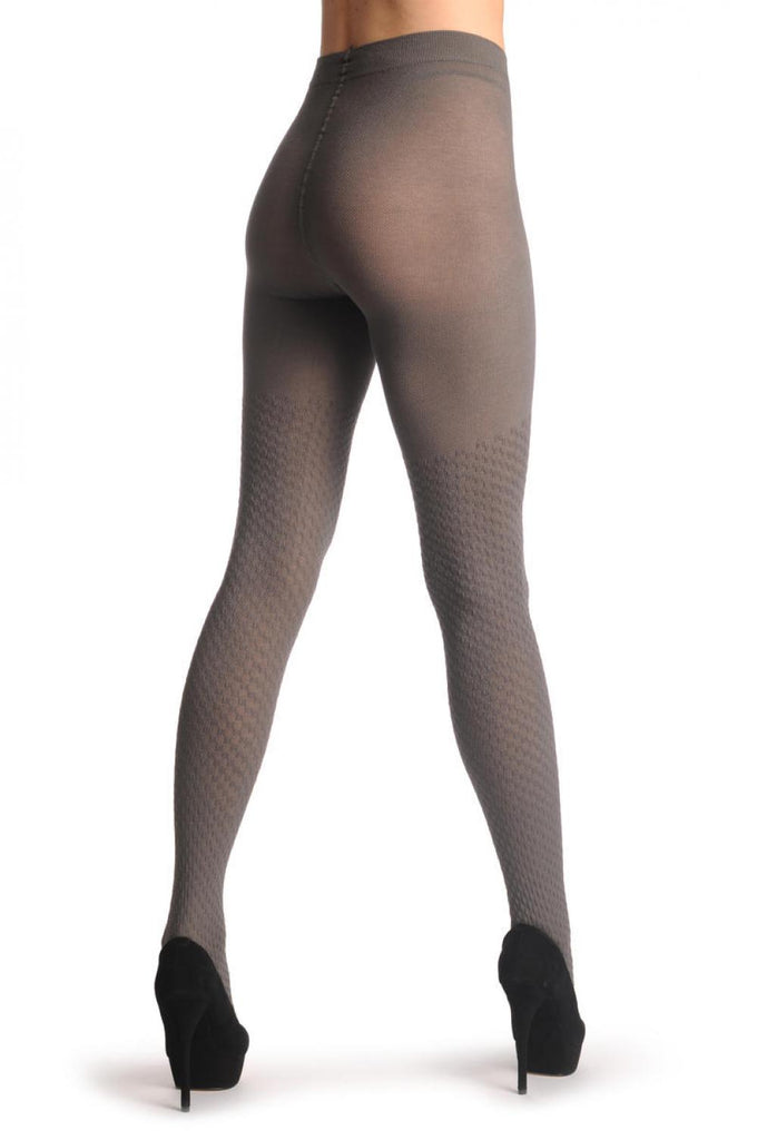 Liss Kiss Grey Gingham Over The Knee Socks & Plain Top 150 Den - Tights