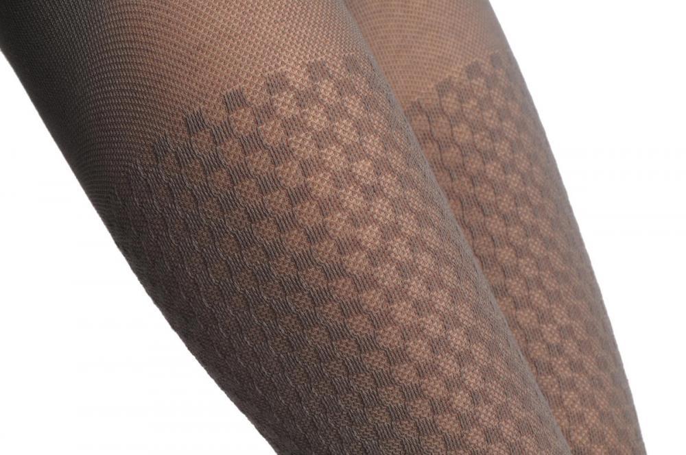 Liss Kiss Grey Gingham Over The Knee Socks & Plain Top 150 Den - Tights