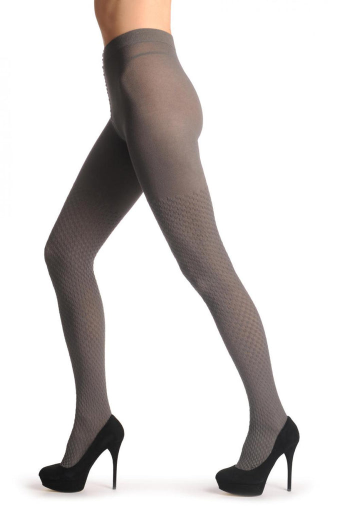 Liss Kiss Grey Gingham Over The Knee Socks & Plain Top 150 Den - Tights