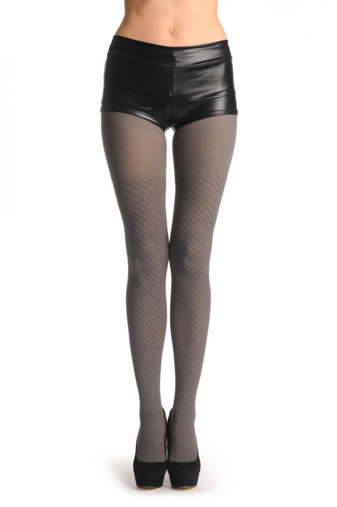 liss kiss Grey Gingham Over The Knee Socks & Plain Top 150 Den - Tights