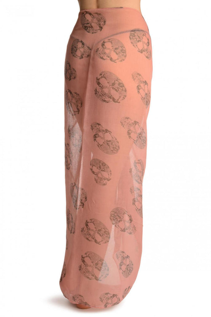 Liss Kiss Grey Lace Skulls On Pink Unisex Scarf & Beach Sarong - Scarf