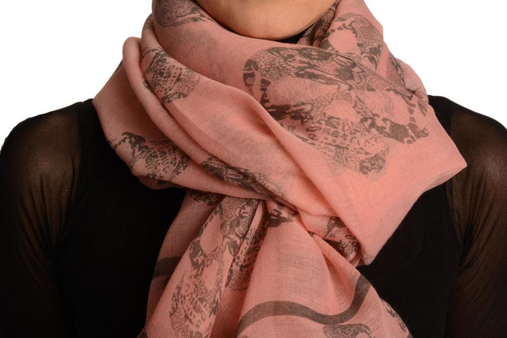 Liss Kiss Grey Lace Skulls On Pink Unisex Scarf & Beach Sarong - Scarf