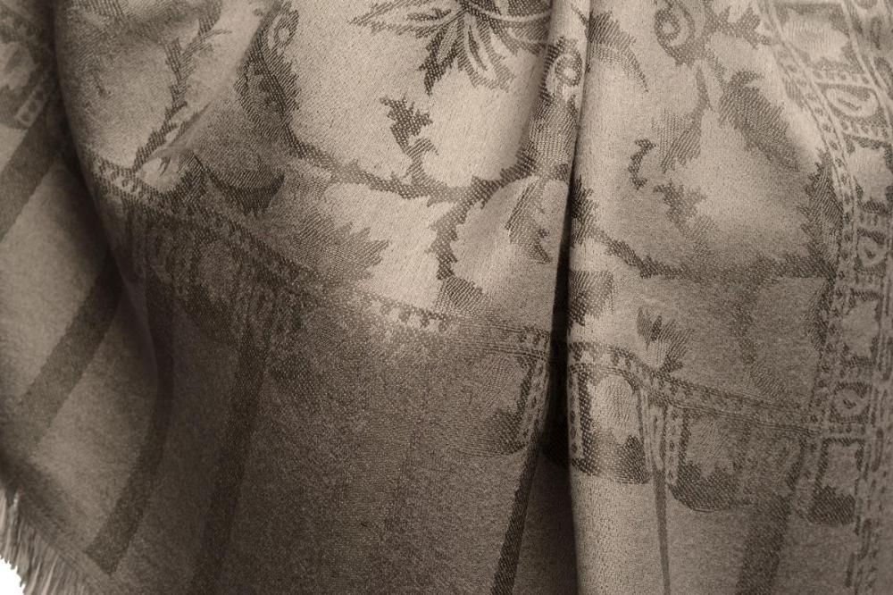 Liss Kiss Grey Large Paisley On Grey Pashmina Feel - Scarf