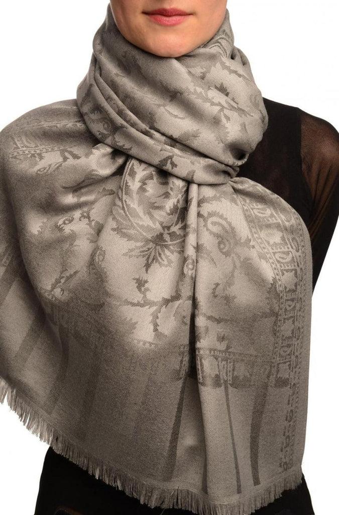 liss kiss Grey Large Paisley On Grey Pashmina Feel - Scarf