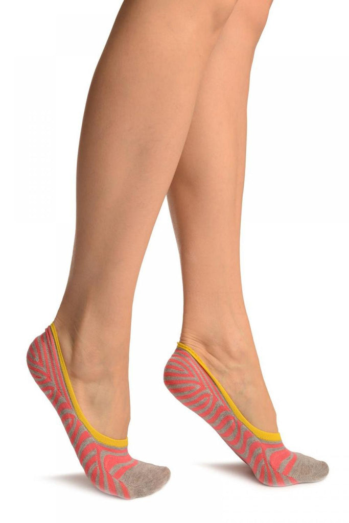 liss kiss Grey & Red Stripes Cotton Footsies - Footsies Socks