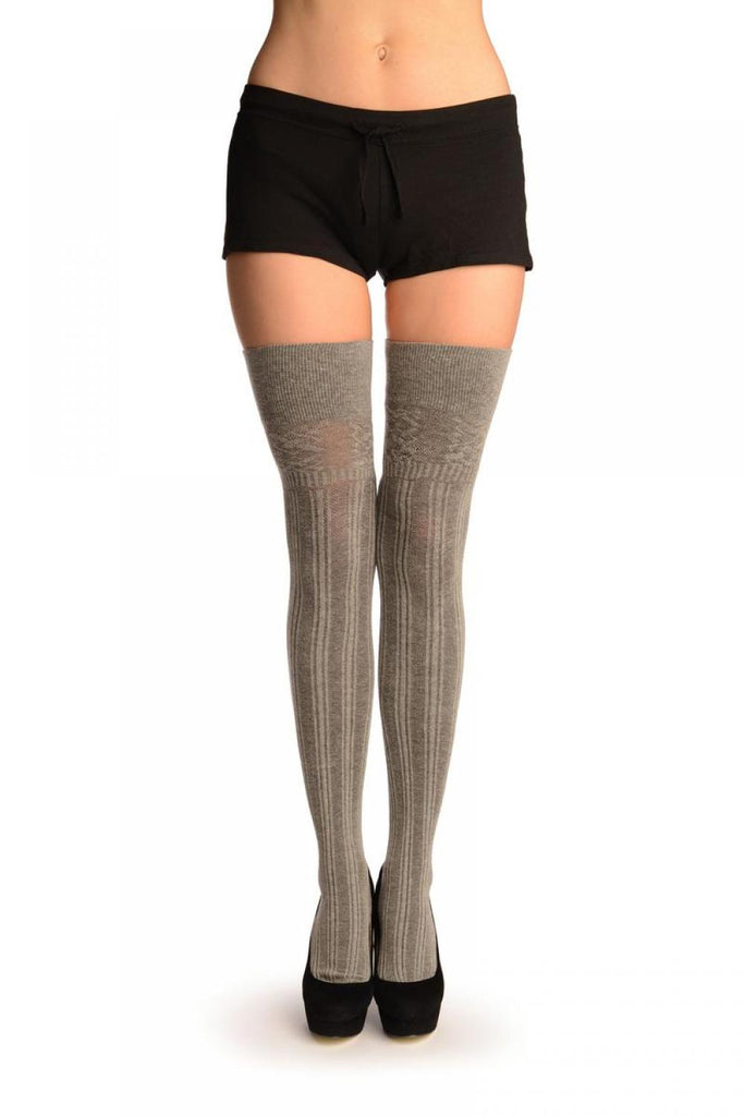 liss kiss Grey Ribbed (Winter) Over The Knee - Over The Knee Socks
