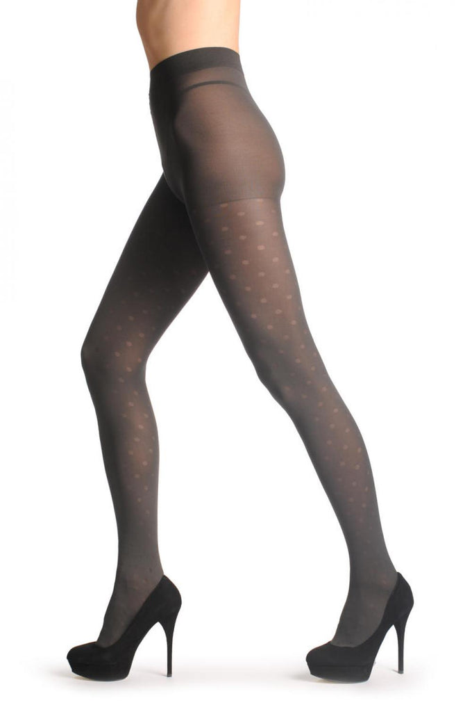 Liss Kiss Grey Semi Transparent Mesh Polka Dots 40 Den - Tights