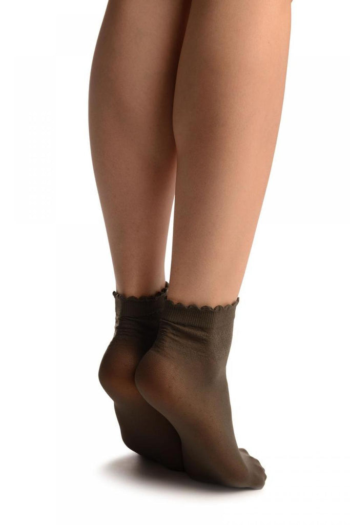 Liss Kiss Grey Small Polka Dots And Rhombus Tops Ankle High Socks - Socks