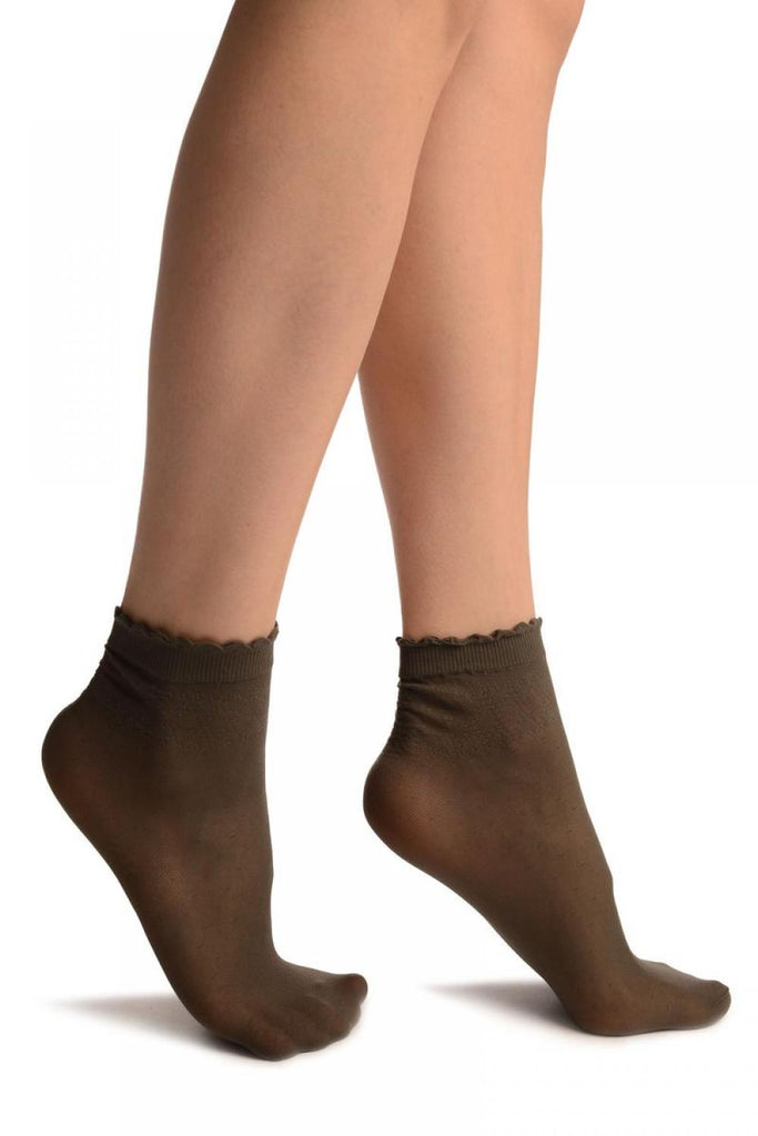 liss kiss Grey Small Polka Dots And Rhombus Tops Ankle High Socks - Socks