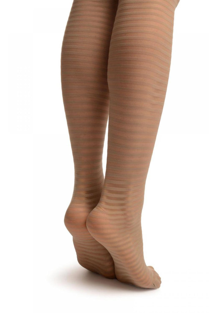Liss Kiss Grey Transparent & Opaque Woven Stripes Tights - Tights