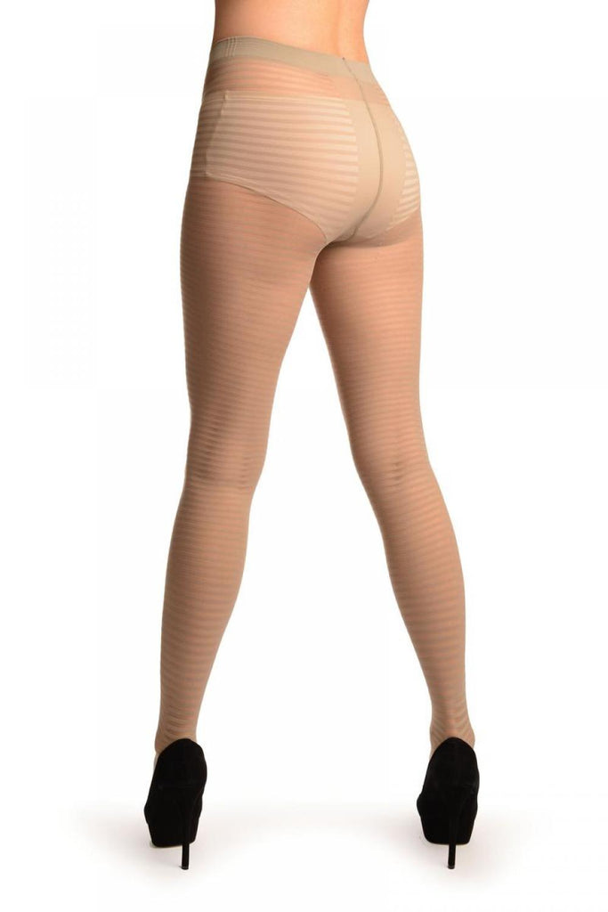 Liss Kiss Grey Transparent & Opaque Woven Stripes Tights - Tights