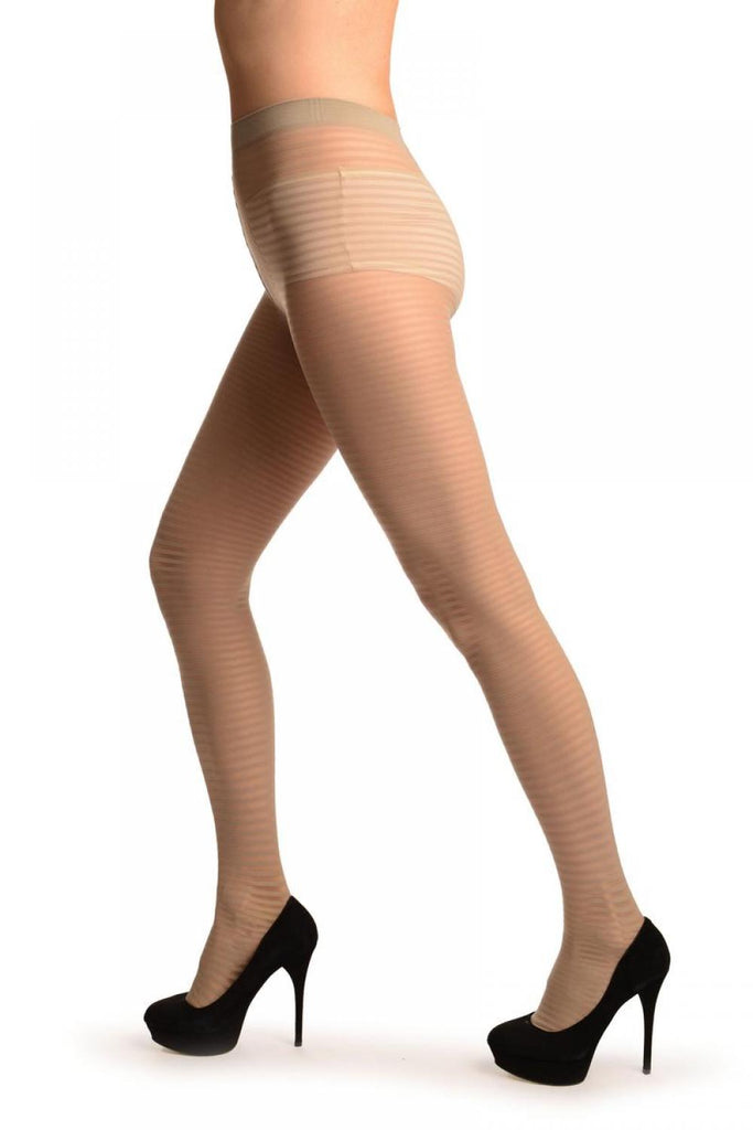 Liss Kiss Grey Transparent & Opaque Woven Stripes Tights - Tights