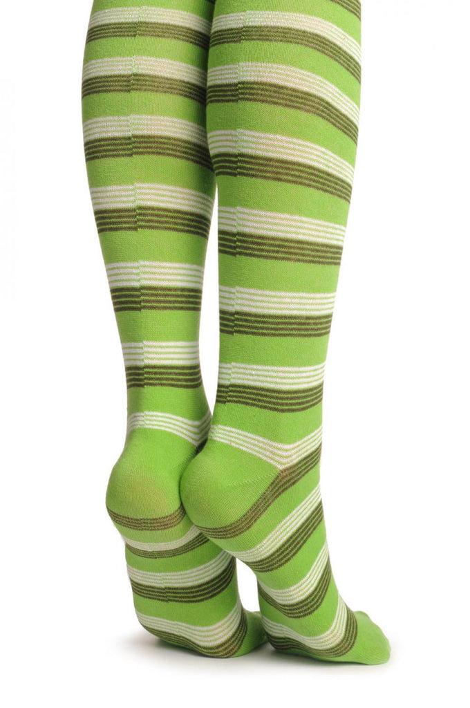 Liss Kiss Grey White & Grey Thin Stripes - Over The Knee Socks