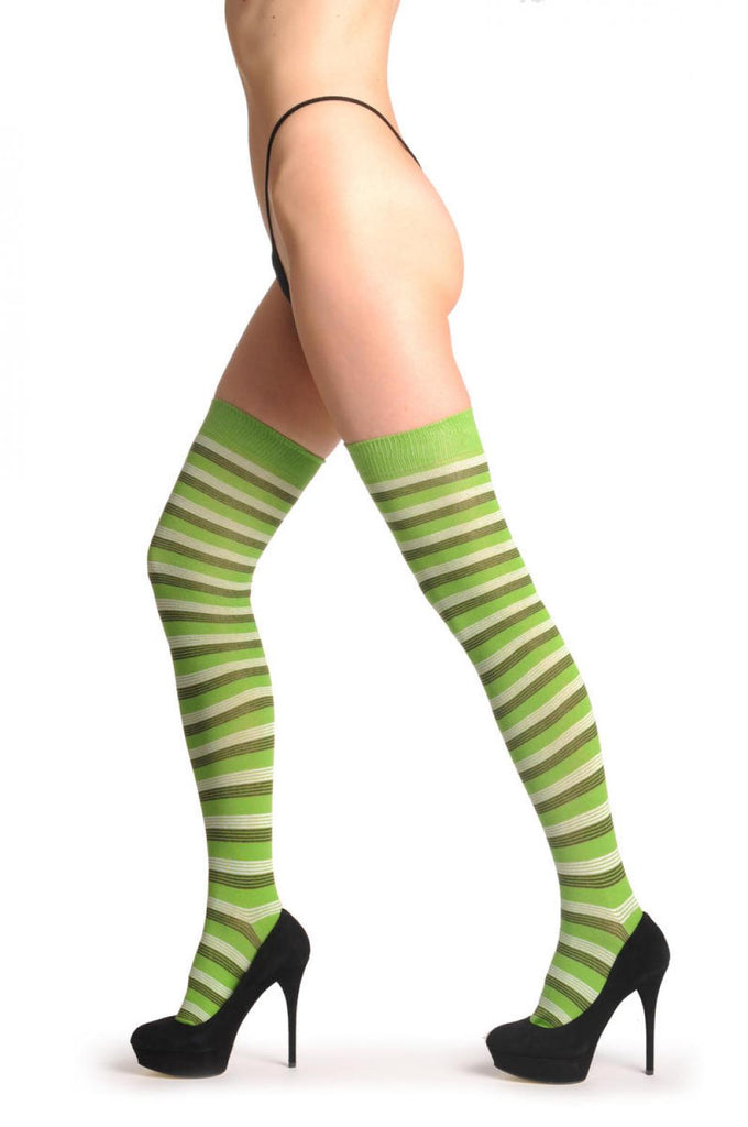 Liss Kiss Grey White & Grey Thin Stripes - Over The Knee Socks