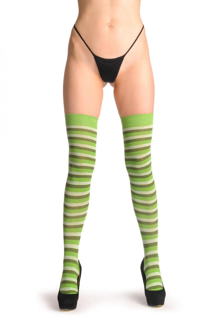 Liss Kiss Grey White & Grey Thin Stripes - Over The Knee Socks
