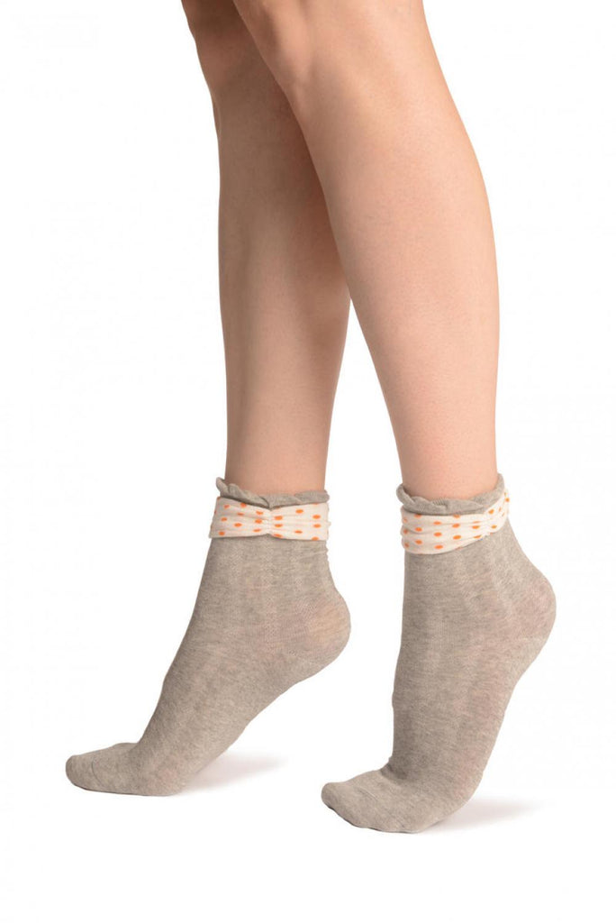 Liss Kiss Grey With Around The Ankle Bow Ankle High Socks - Socks