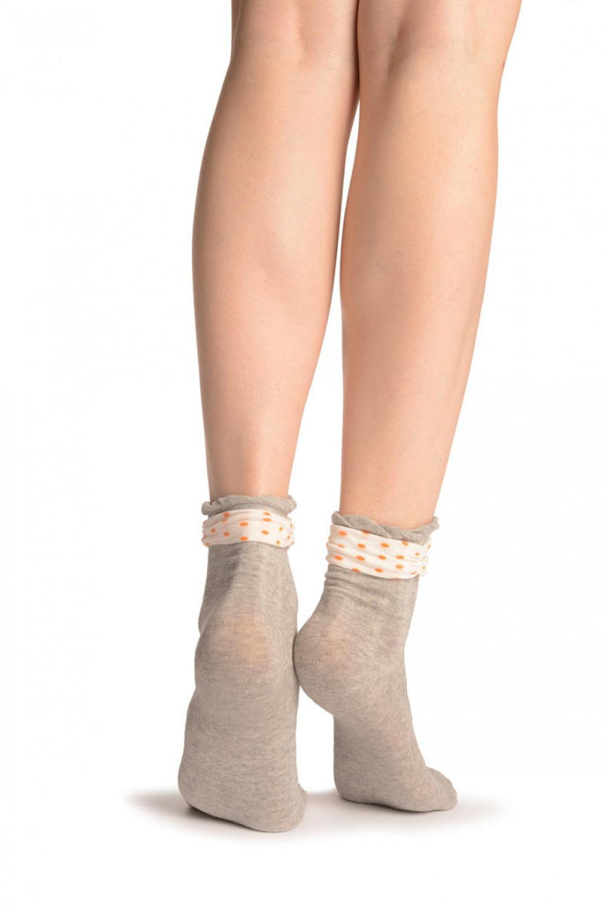Liss Kiss Grey With Around The Ankle Bow Ankle High Socks - Socks