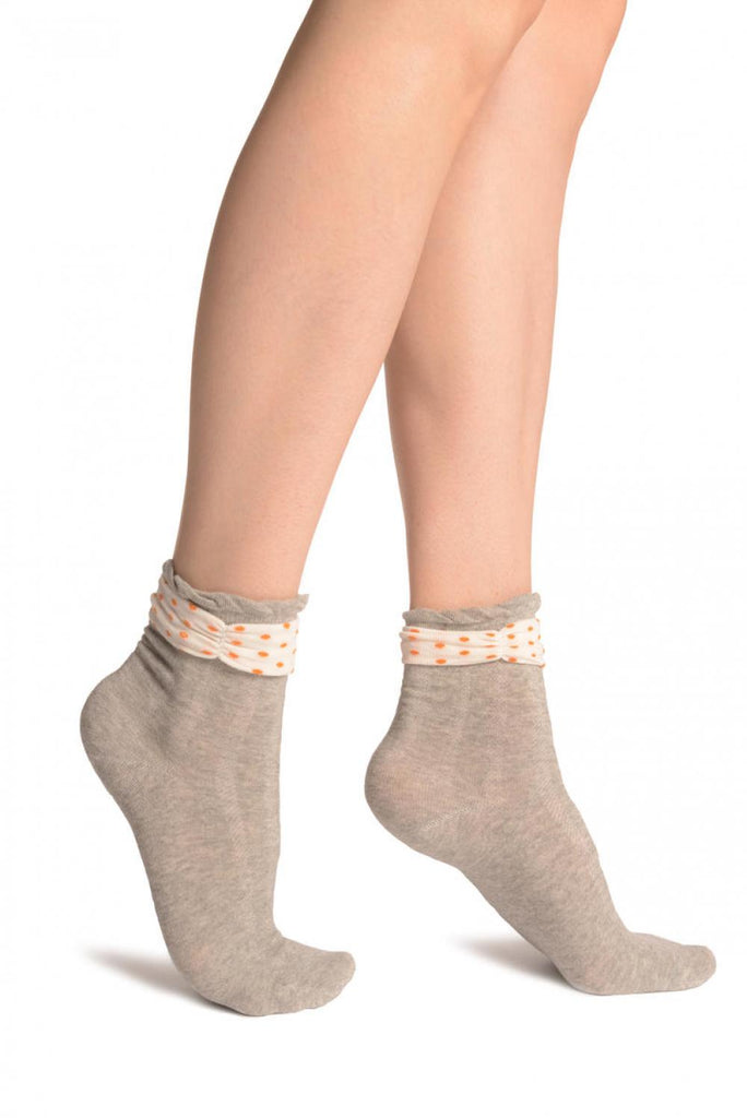 Liss Kiss Grey With Around The Ankle Bow Ankle High Socks - Socks